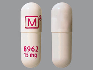 This is a Capsule Er imprinted with logo and logo on the front, 8962 15 mg on the back.