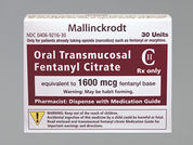 Fentanyl Citrate: This is a Lozenge On A Handle imprinted with FENTANYL  1600 MCG on the front, nothing on the back.