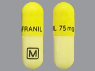 This is a Capsule imprinted with ANAFRANIL 75 mg on the front, M on the back.