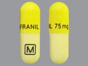 Anafranil: This is a Capsule imprinted with ANAFRANIL 75 mg on the front, M on the back.