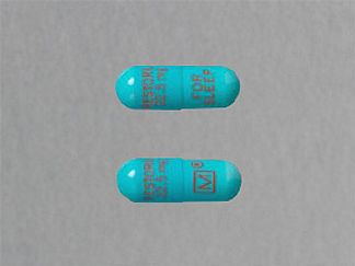 This is a Capsule imprinted with FOR SLEEP M R on the front, RESTORIL  22.5 MG RESTORIL  22.5 MG on the back.