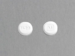 This is a white round Tablet Er imprinted with 1423 on the front, M on the back, and is manufactured by MALLINCK-SPECGX.
