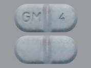 Glimepiride: This is a light blue oblong Tablet imprinted with GM 4 on the front, nothing on the back, and is manufactured by MICRO LABS USA,.