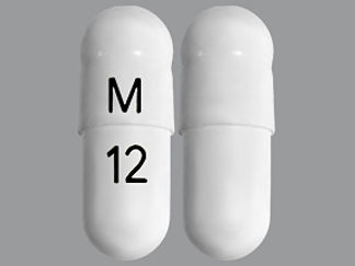This is a Capsule imprinted with M on the front, 12 on the back.
