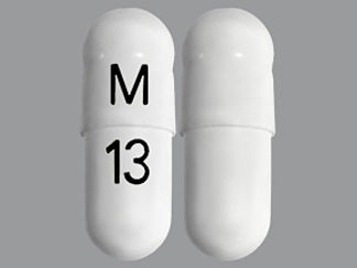 This is a Capsule imprinted with M on the front, 13 on the back.