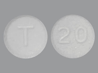 This is a Tablet imprinted with T on the front, 20 on the back.