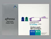 Afrezza: Esto es un Cartucho Con Inhalador blanco imprimido con nada en la parte delantera, nada en la parte posterior, y es fabricado por MANNKIND CORPOR.