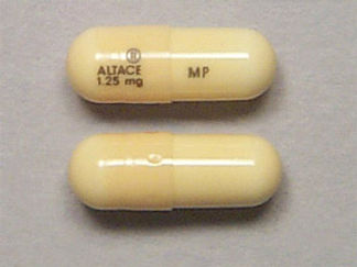 This is a Capsule imprinted with ALTACE  1.25 mg on the front, MP on the back.