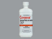 Cuvposa: This is a colorless Solution Oral imprinted with nothing on the front, nothing on the back, and is manufactured by MERZ.