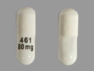 This is a Capsule imprinted with 461  80 mg on the front, nothing on the back.