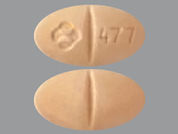 Isentress: This is a Tablet Chewable imprinted with logo and 477 on the front, nothing on the back.