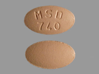 This is a Tablet imprinted with MSD  740 on the front, nothing on the back.
