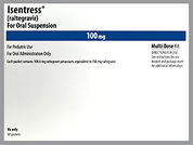 Isentress: This is a Powder In Packet imprinted with nothing on the front, nothing on the back.