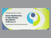 Gardasil 9: This is a Vial imprinted with nothing on the front, nothing on the back.
