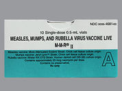 M-M-R Ii Vaccine W/Diluent: Esto es un Vial imprimido con nada en la parte delantera, nada en la parte posterior, y es fabricado por None.