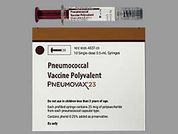 Pneumovax 23: Esto es un Jeringa imprimido con nada en la parte delantera, nada en la parte posterior, y es fabricado por None.