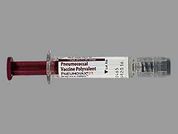 Pneumovax 23: This is a Syringe imprinted with nothing on the front, nothing on the back.