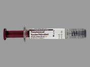 Pneumovax 23: This is a colorless Syringe imprinted with nothing on the front, nothing on the back, and is manufactured by MERCK SHARP & D.