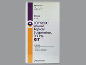 Loprox: This is a Kit Suspension And Cleanser imprinted with nothing on the front, nothing on the back.