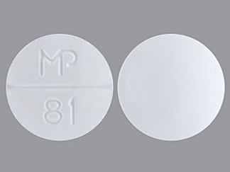 This is a Tablet imprinted with MP  81 on the front, nothing on the back.