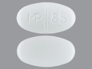 This is a Tablet imprinted with MP 85 on the front, nothing on the back.