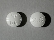 Minoxidil: Esto es un Tableta imprimido con MP  84 en la parte delantera, 2.5 en la parte posterior, y es fabricado por None.