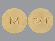 Tramadol Hcl-Acetaminophen: Esto es un Tableta imprimido con P/T en la parte delantera, M en la parte posterior, y es fabricado por None.