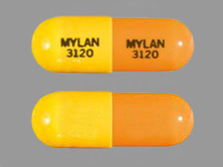 This is a Capsule imprinted with MYLAN 3120 on the front, MYLAN 3120 on the back.