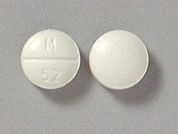 Pindolol: This is a Tablet imprinted with M  52 on the front, nothing on the back.