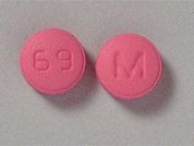 Indapamide: This is a Tablet imprinted with M on the front, 69 on the back.