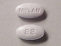 This is a purple oval Tablet Er imprinted with MYLAN on the front, 88 on the back, and is manufactured by MYLAN INSTITUTI.