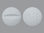 Metoprolol Succinate: This is a Tablet Er 24 Hr imprinted with M on the front, MT1 on the back.