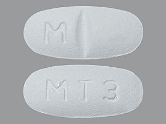 This is a Tablet Er 24 Hr imprinted with M on the front, MT3 on the back.