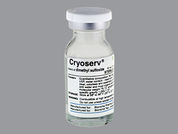 Cryoserv: Esto es un Vial imprimido con nada en la parte delantera, nada en la parte posterior, y es fabricado por None.