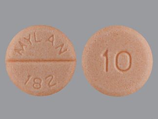 This is a Tablet imprinted with MYLAN  182 on the front, 10 on the back.