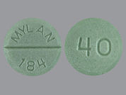 Propranolol Hcl: Esto es un Tableta imprimido con MYLAN  184 en la parte delantera, 40 en la parte posterior, y es fabricado por None.