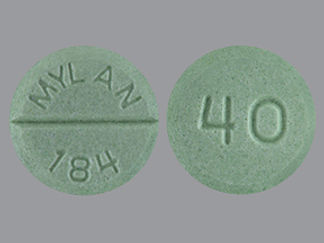 This is a Tablet imprinted with MYLAN  184 on the front, 40 on the back.
