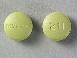 This is a Tablet imprinted with MYLAN on the front, 211 on the back.