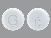 Loratadine: This is a Tablet imprinted with G on the front, L  10 on the back.