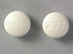 This is a white round Tablet imprinted with MYLAN on the front, 277 on the back, and is manufactured by MYLAN.