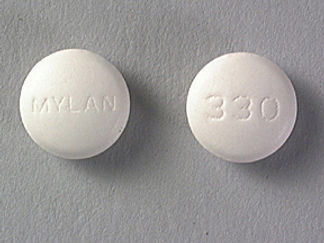 Esto es un Tableta imprimido con MYLAN en la parte delantera, 330 en la parte posterior, y es fabricado por None.