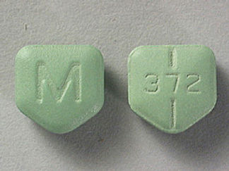 This is a Tablet imprinted with M on the front, 372 on the back.