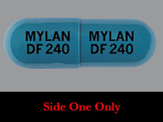 This is a Capsule Dr imprinted with MYLAN  DF 240 on the front, MYLAN  DF 240 on the back.