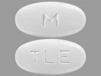 This is a Tablet imprinted with M on the front, TLE on the back.