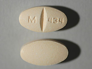 This is a Tablet imprinted with M 434 on the front, nothing on the back.