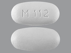 This is a white oval Tablet imprinted with M112 on the front, nothing on the back, and is manufactured by MYLAN SP-VIATRI.