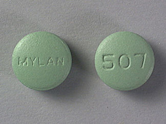 Esto es un Tableta imprimido con MYLAN en la parte delantera, 507 en la parte posterior, y es fabricado por None.