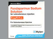 Fondaparinux Sodium: Esto es un Jeringa incoloro imprimido con nada en la parte delantera, nada en la parte posterior, y es fabricado por MYLAN INSTITUTI.
