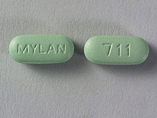 Esto es un Tableta imprimido con MYLAN en la parte delantera, 711 en la parte posterior, y es fabricado por None.