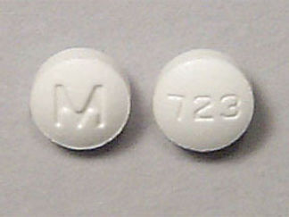 This is a Tablet imprinted with M on the front, 723 on the back.